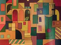 1995 - Town I° - Acrylic su polytoile - 100x100