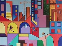 1995 - Town IV° - Acrylic su polytoile - 100x100